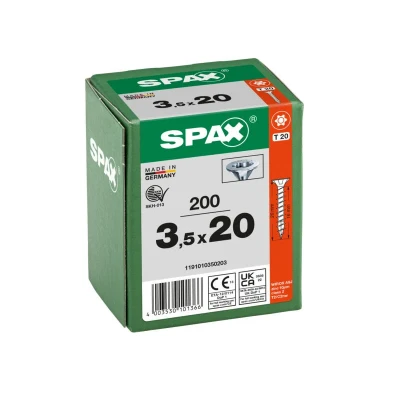 Afbeelding van Spax Spaanplaatschroef platverzonken kop verzinkt T Star T15 3.5x20mm (per 200 stuks)