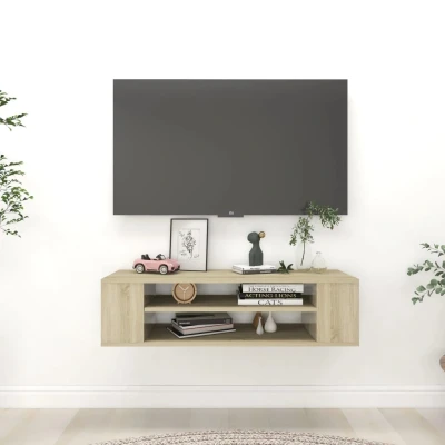 Afbeelding van Tv hangmeubel 100x30x26,5 cm spaanplaat sonoma eikenkleurig