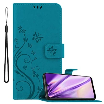 Afbeelding van Cadorabo Hoesje geschikt voor Samsung Galaxy A31 in BLOEMEN BLAUW Beschermhoes bloemmotief met magnetische sluiting, standfunctie en kaartsleuven Book Case Cover Etui