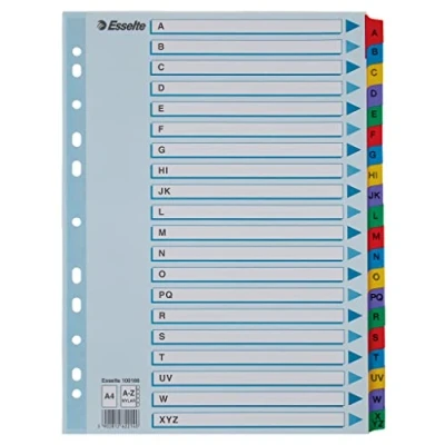 Afbeelding van Esselte 100166 bedrukte Mylar verdelers A4 20 sleutels