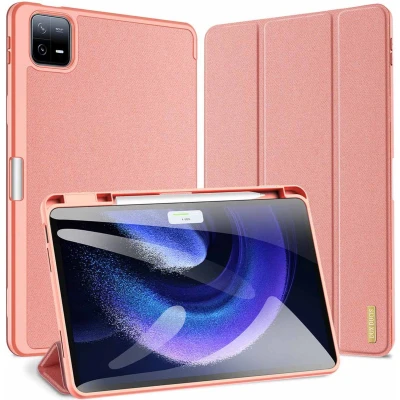 Afbeelding van Dux Ducis Tablet hoes geschikt voor Xiaomi Pad 6 / Pro Domo Tri fold Case Auto Wake/Sleep functie Met Pen Houder Roze