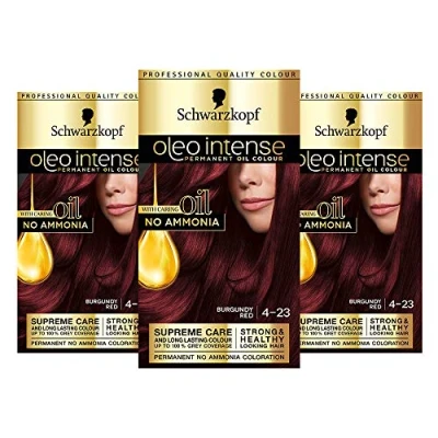 Afbeelding van Schwarzkopf Oleo Intense Set van 3 dozen permanente olieverf zonder ammoniak, dekking wit haar, bordeauxrood 4 23