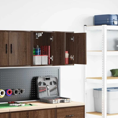 Afbeelding van Garagewandkasten 2 st spaanplaat bruin eiken