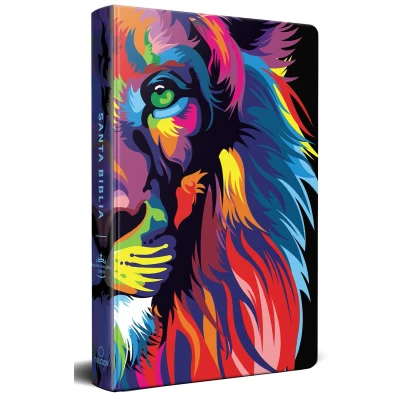 Afbeelding van Biblia RVR 1960 letra grande, tamaño manual, tapa dura León de Juda arcoíris / S panish Bible Handy Size Large Print Hardcover Rainbow Lion of Judah