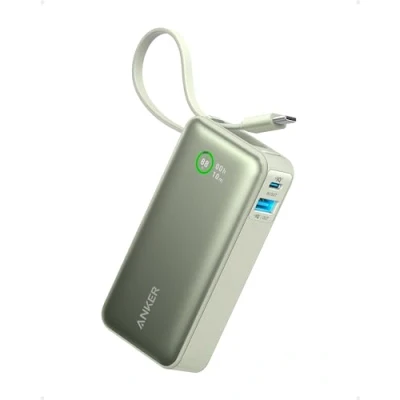 Afbeelding van Anker Nano powerbank 10.000 mAh green met ingebouwde USB C kabel PD 30 W maximaal vermogen 1 x C, A