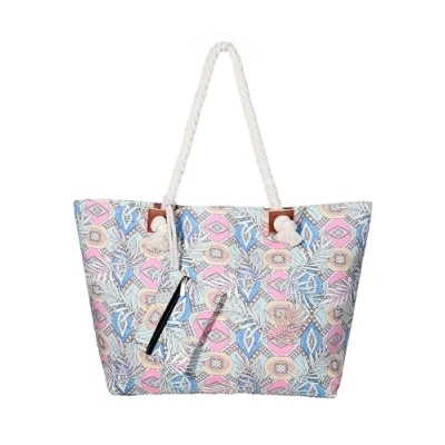 Afbeelding van Grote waterafstotende strandtas met rits Modern Life
