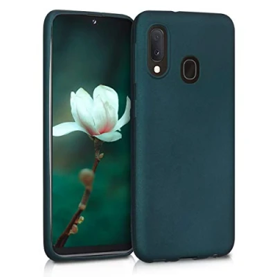 Afbeelding van kwmobile telefoonhoesje geschikt voor Samsung Galaxy A20e Hoesje smartphone Back cover in metallic petrol
