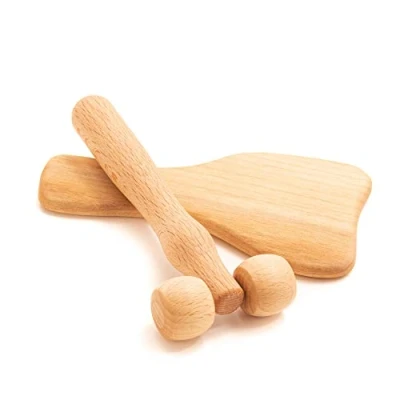 Afbeelding van Tuuli Houten lichaam massageset Gua Sha Derma Roller voor gezicht nek schouders arm hand