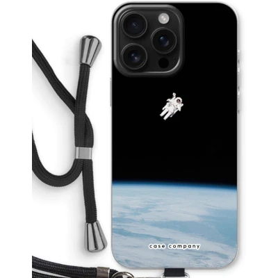 Afbeelding van Case Company® hoesje met Koord geschikt voor iPhone 16 Pro Max Alone in Space Telefoonhoesje Zwart Bescherming aan alle Kanten en Over de Schermrand