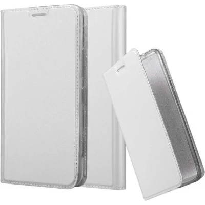Afbeelding van Cadorabo Hoesje geschikt voor Nokia Lumia 1320 in CLASSY ZILVER Beschermhoes met magnetische sluiting, standfunctie en kaartvakje Book Case Cover Etui