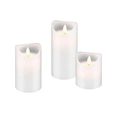 Afbeelding van Goobay 66541 led kaarsen met timerfunctie, warm licht, kaarsen, echte was, flikkerende vlam, elektrische adventskaarsen, wit, 3 stuks