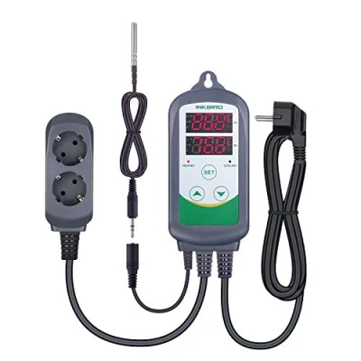 Afbeelding van Inkbird ITC 308S Temperatuurregelaar, digitale thermostaat, thermostaat met afneembare sonde, voor verwarming, koeling, 2 relais 220 V, terrarium, kas (ITC + NTC 5 cm)