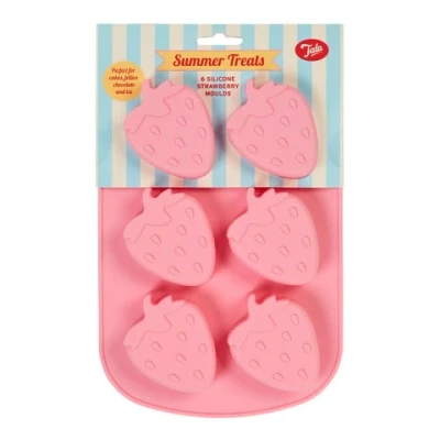 Afbeelding van Tala Ijsblokvorm Silicone 6 delig Aardbei Roze