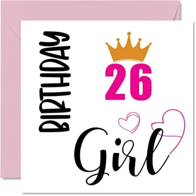 Afbeelding van Verjaardagskaart voor vrouwen, 26e verjaardag, verjaardagskaarten meisjes, vrouwen de dochter, zus, tante, neef, vriendin, nichtje, 145 mm x