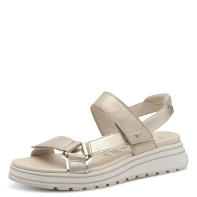 Afbeelding van Tamaris Sandalen met plateauzool, Dames, Maat: 41, Champagne comb Leer
