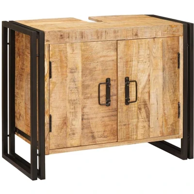 Afbeelding van vidaXL Wastafelonderkast 71 x 33 58 cm Massief Mango Hout, Ijzer