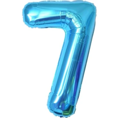 Afbeelding van Ballonnen verjaardag 7e blauw 101 cm ballon nummer 7 verjaardagsdecoratie vliegen met helium