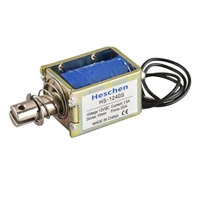 Afbeelding van Heschen Magneetmagneet, HS 1240S, DC12V, 1,6A, 25N, 10mm slag, open frame deurslot push pull type
