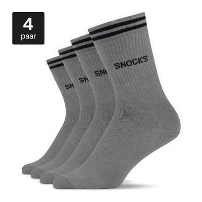 Afbeelding van Snocks HOHE MIT Streifen 4 PACK Sokken, Maat: 35 38, Grau