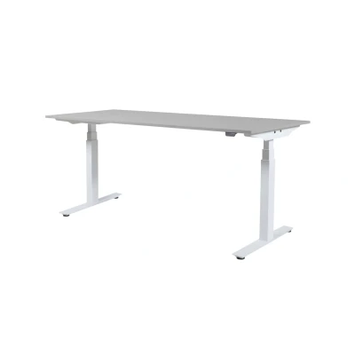 Afbeelding van Lectro Plus bureau, zit sta (64 130cm) hoogte verstelbaar dmv elektromotoren met 180x80cm lichtgrijs 25mm blad en zwart (RAL9005) frame