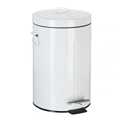 Afbeelding van Relaxdays pedaalemmer retro prullenbak toilet afvalbak keuken badkamer wit 12 Liter