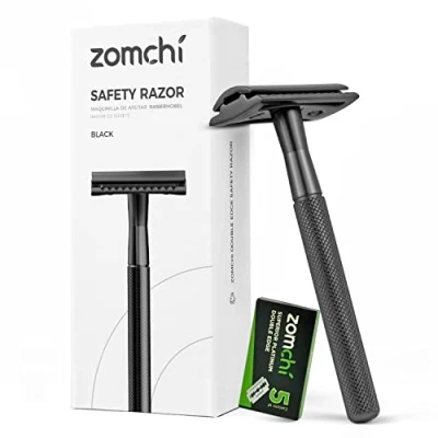 Image de ZOMCHI rasoir de Sécurité pour Homme ou Femme Manuel rasage avec 5 lames convient à toutes les double tranchant Noir