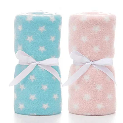 Afbeelding van LeerKing Babydeken, 2 stuks, fleecedeken, winter, ultralicht, zacht, babyflanel, voor baby&#039;s, meisjes, jongens, kinderen, roze en blauw, 75 x 100 cm
