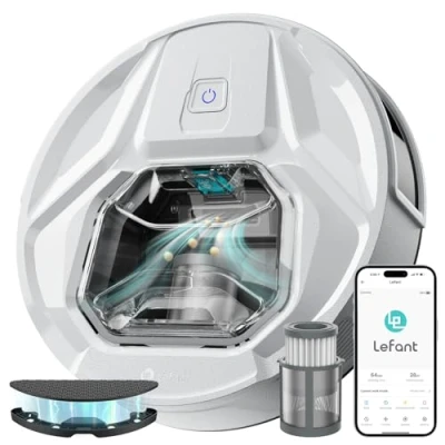 Afbeelding van LEFANT M320 Robotstofzuiger, 6000 Pa met nauwkeurige navigatie op afstand, zichtbaar stofreservoir van 800 ml, 210 minuten, wifi/app, ideaal voor dierenharen, tapijten