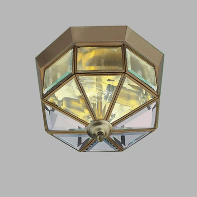 Afbeelding van Plafondlamp Inbouw klassiek messing antiek, achthoekig
