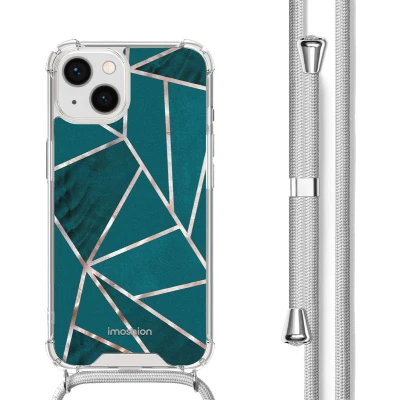 Afbeelding van iMoshion Hoesje Geschikt voor iPhone 14 met Koord Design Meerkleurig / Petrol Green Graphic
