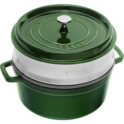 Image de Cocotte Ronde avec cuit vapeur Staub 1133818 Fonte 26 cm Gris graphite