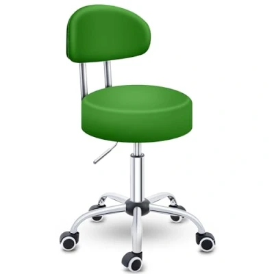Afbeelding van Tresko Werkkruk, rolkruk met rugleuning, verstelbaar van 47 tot 60 cm, draaikruk wielen, bureaustoel, draaikruk, cosmeticakruk