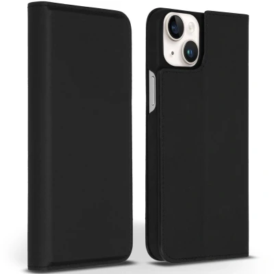Afbeelding van Accezz Hoesje Geschikt voor iPhone 14 Plus Met Pasjeshouder Premium Leather Slim Bookcase Zwart