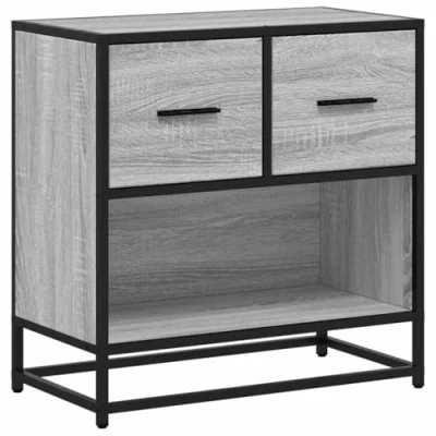 Afbeelding van vidaXL Nachtkastje 60x31x60 cm bewerkt hout en metaal grijs sonoma
