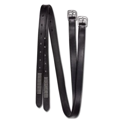 Afbeelding van Star Stijgbeugelriem met Strass Steentjes Zwart 120cm
