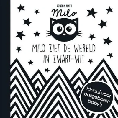 Afbeelding van Uitgeverij oogappel kartonboek milo ziet de wereld in zwart wit