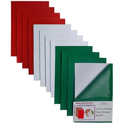 Afbeelding van Jtnohx Feutrine Autocollante, 12 Pièces Patin Chaise, 20x30cm Adhésif, Feutre Collant pour L&#039;artisanat (Vert/Blanc/Rouge)