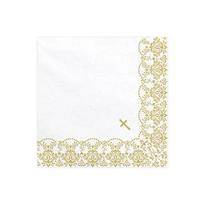 Afbeelding van Partydeco Servetten Eerste Communie, 33 x cm, goud