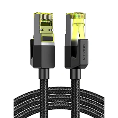 Afbeelding van UGREEN Cat 7 Ethernet kabel, netwerk, RJ45, 10 Gbps, 600 MHz, dubbel afgeschermd, koperen kern, nylon, gevlochten, compatibel met router, switch, modem, decoder, tv box, PS5, PS4, Xbox gameconsole, pc