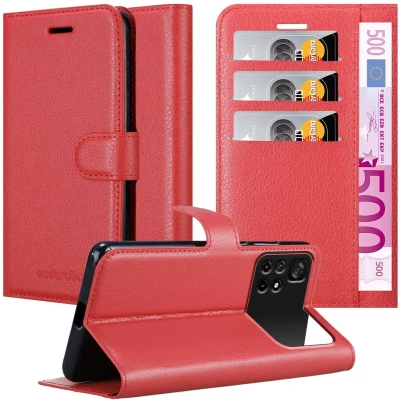 Afbeelding van Cadorabo Hoesje geschikt voor Xiaomi POCO M4 PRO 5G in KARMIJN ROOD Beschermhoes met magnetische sluiting, standfunctie en kaartvakje Book Case Cover Etui