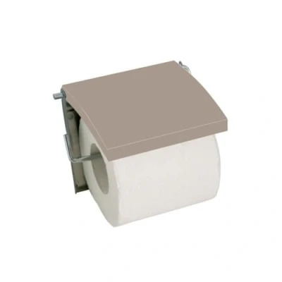 Afbeelding van MSV Toiletrolhouder voor wand/muur Metaal en MDF hout klepje beige