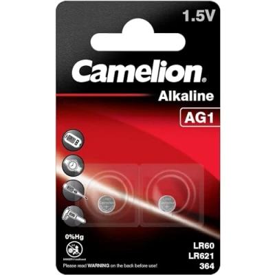 Afbeelding van LR60 Knoopcel Alkaline 1.5 V 14 mAh Camelion AG1 2 stuk(s)
