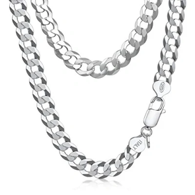Afbeelding van Amberta Massief 925 sterling zilver Cubaanse ketting voor heren, Italiaanse schakels, dikke pantserketting, Miami cadeau