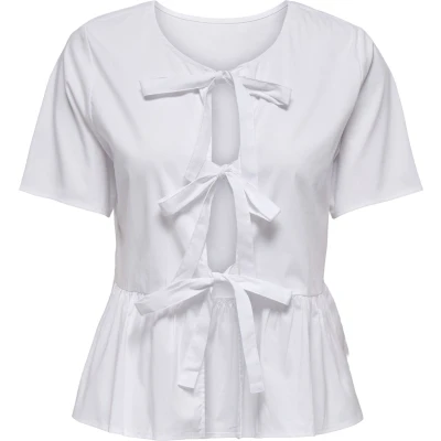 Afbeelding van Jacqueline de Yong Blouse Jdymio S/s Rev. String Top Wvn Dia 15347616 White Dames Maat M