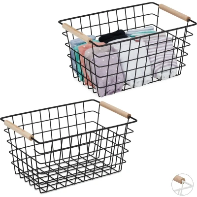Afbeelding van Relaxdays 2 x draadmand opbergmand kastmand mandje mand opruimmandje kleding