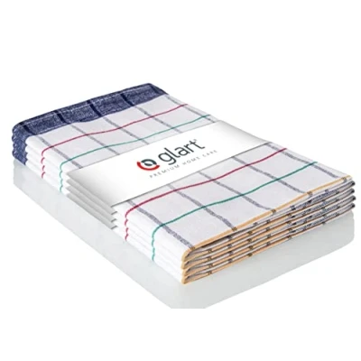 Afbeelding van Glart 48NAV 4 delige set premium keukendoeken, 100% katoen Oeko Tex, 70x50 cm, blauw rood groen geel geruit, voorgewassen