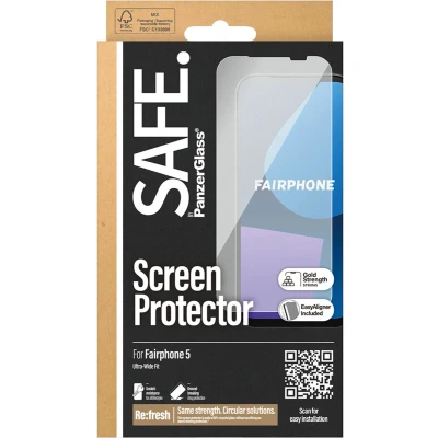 Afbeelding van PanzerGlass Screenprotector Geschikt voor Fairphone 5 Safe Ultra Wide Fit