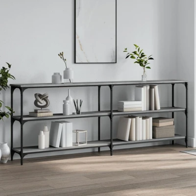 Afbeelding van Wandtafel 200x29x75 cm bewerkt hout grijs sonoma eikenkleurig