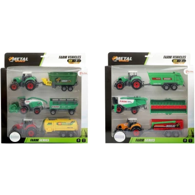 Afbeelding van Metal Tractor met Aanhanger, 6dlg.