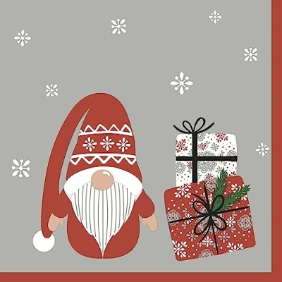 Afbeelding van Duni kerst thema servetten 20x st 33 x cm gnoom/kerstman
